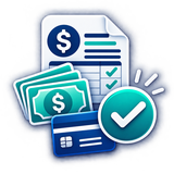 Payment card icon representing fast, secure online invoice payments